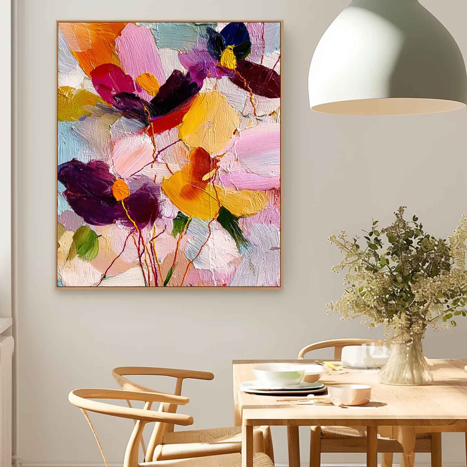 Original Graffiti Artwork Texture Plant Wall Art Large Color Flower Abstract Painting Canvas Home Decor