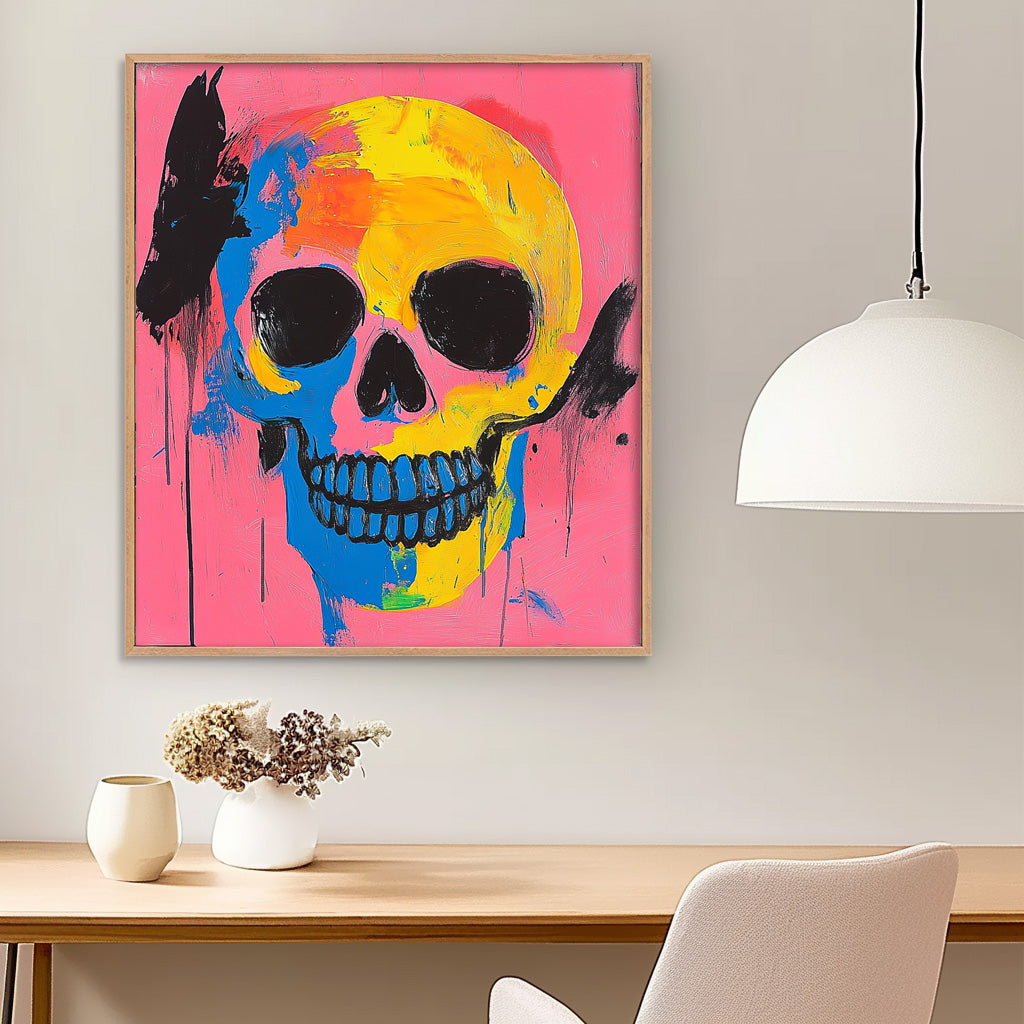 Original Skeleton Painting Canvas  Square Abstract people's Wall Art Large Square Artwork Home Decor