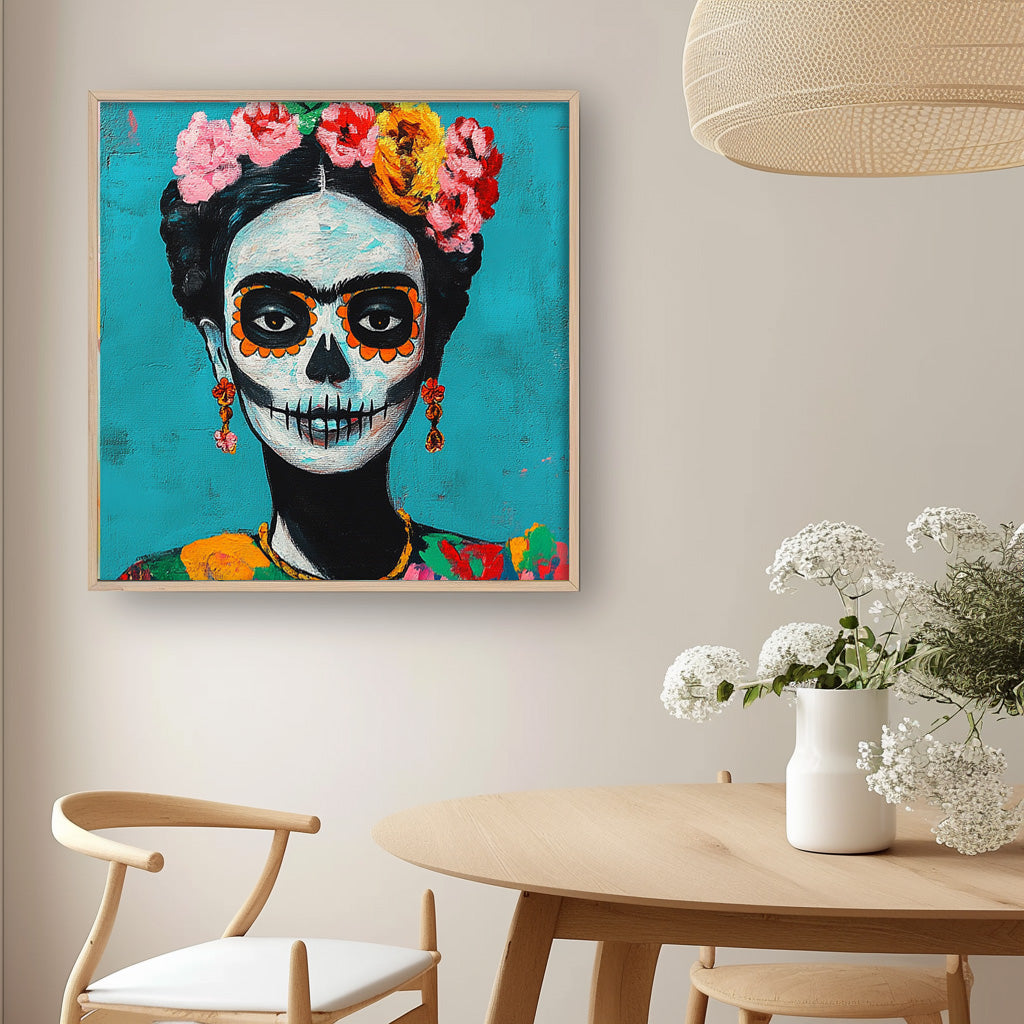 Square Abstract people's Wall Art Original Skeleton Painting Canvas Large Square Artwork Home Decor