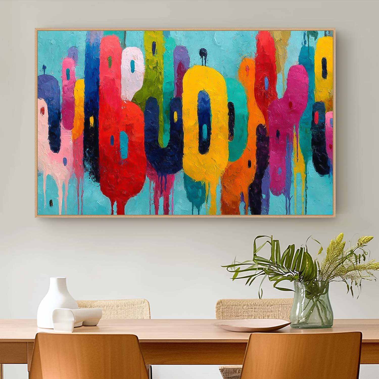 Modern Acrylic Painting Original Graffiti Letters Wall Art Colorful Texture Abstract Oil Painting