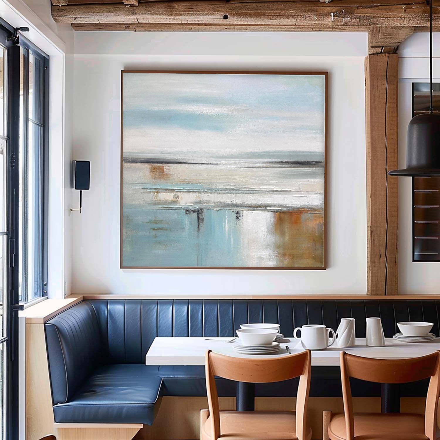 Light Blue Abstract Acrylic Painting Canvas Great Quality Hand Painted Abstract Landscape Wall Art Home Decor