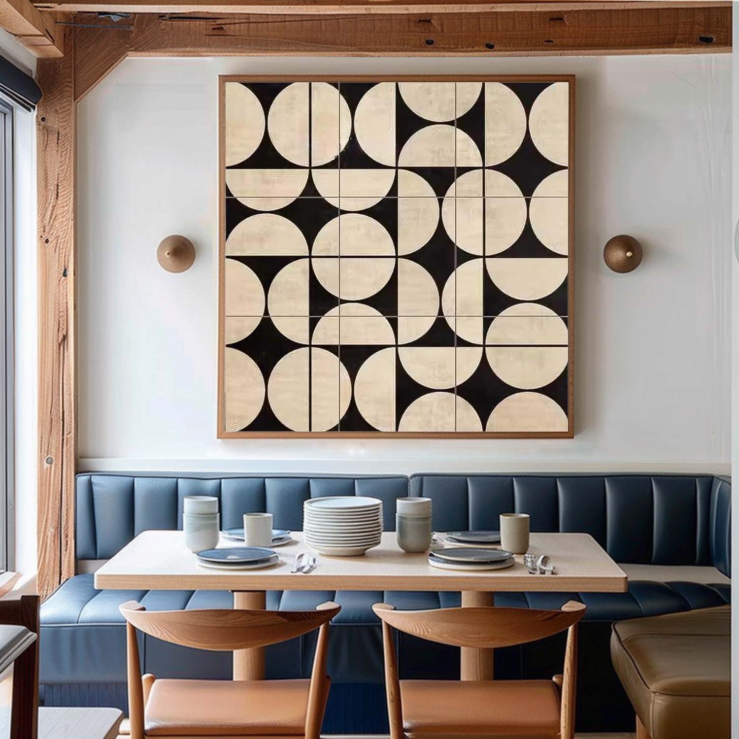 Geometry Modern Minimalist Canvas Acrylic Painting Large Regular Semicircle Abstract Wall Art Home Decor