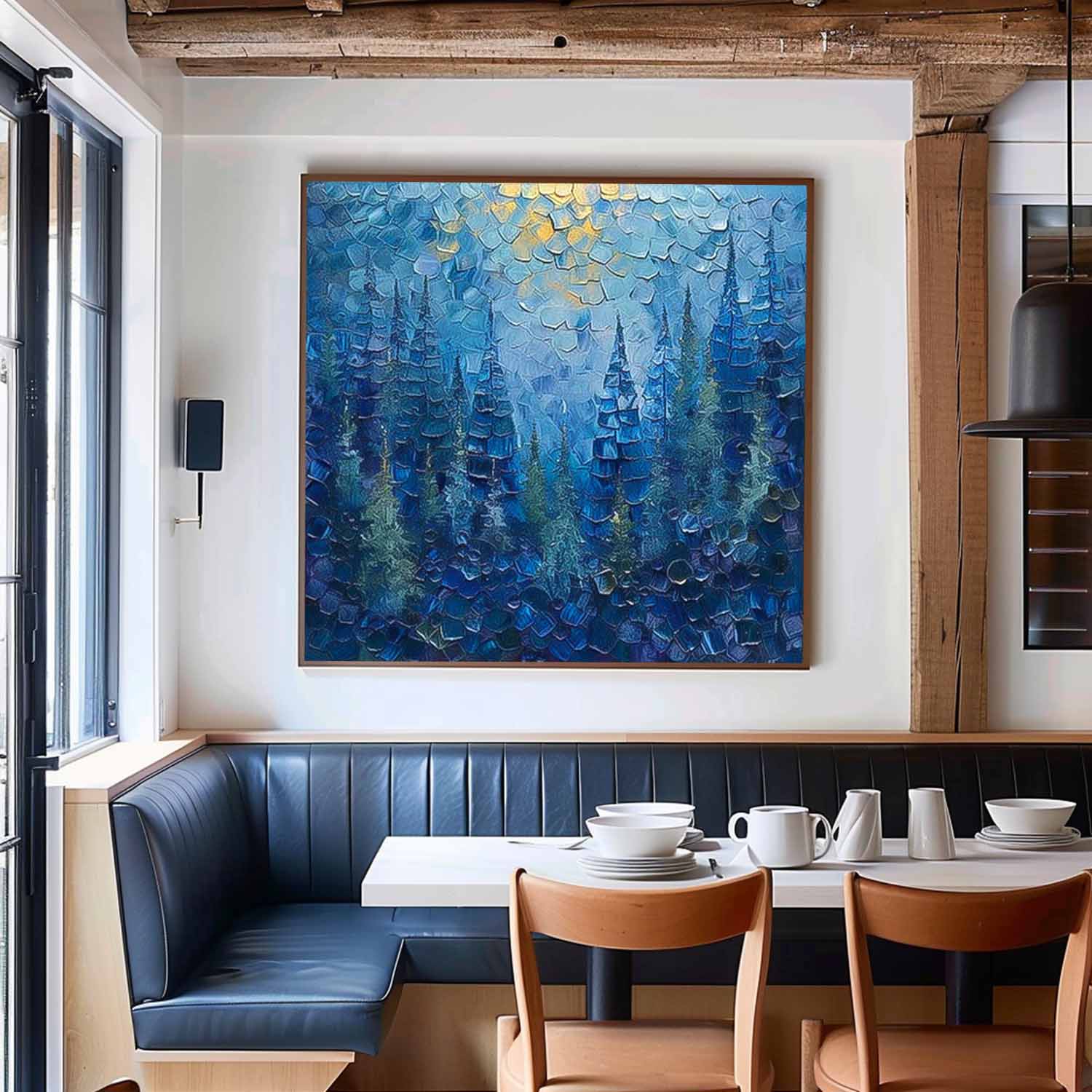 Blue Abstract Forest Acrylic Painting On Canvas Modern Texture Tree Oil Painting Grove Wall Art Home Decor