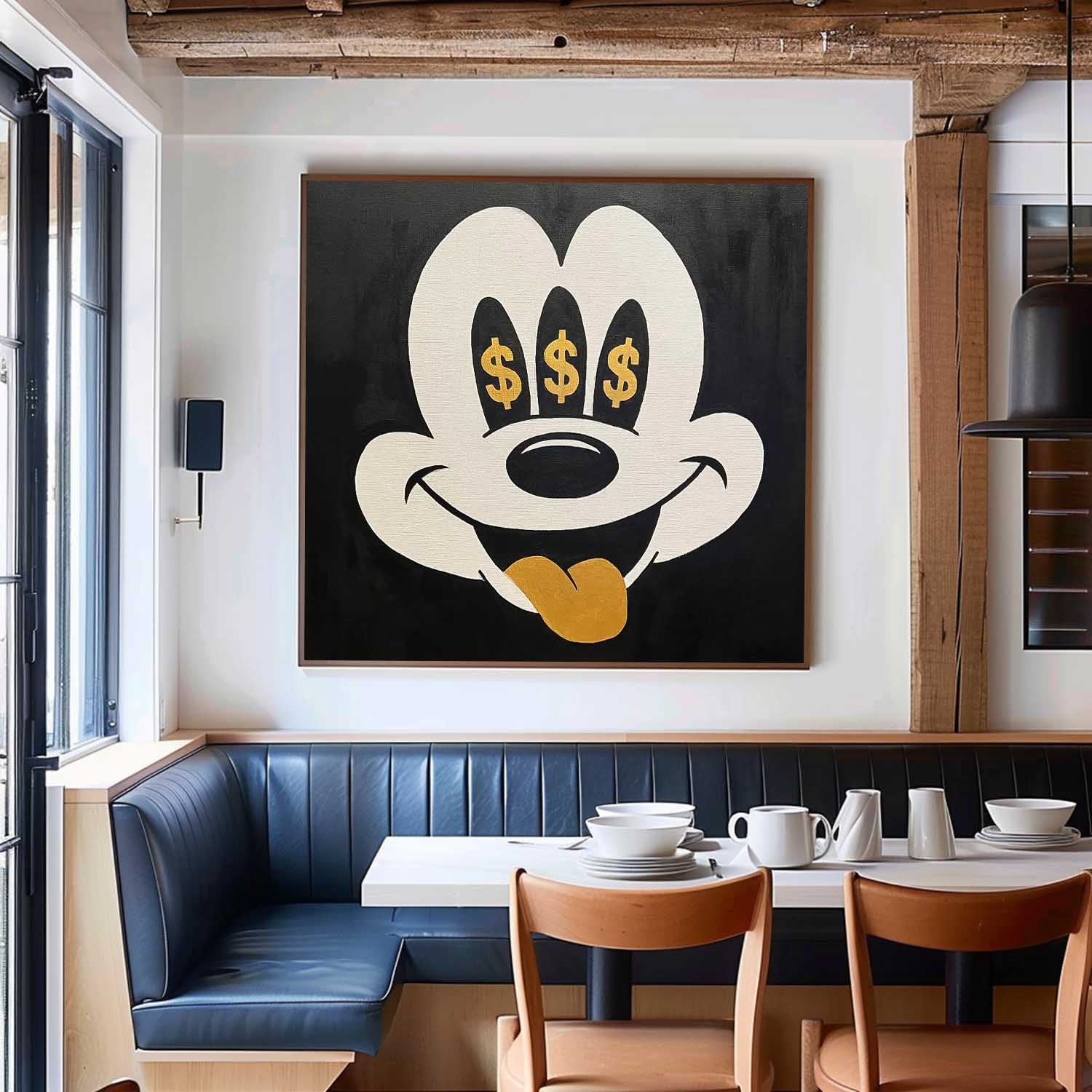 Square Mickey Mouse Abstract Wall Art Original Graffiti Disney Characters Painting Canvas Large Artwork