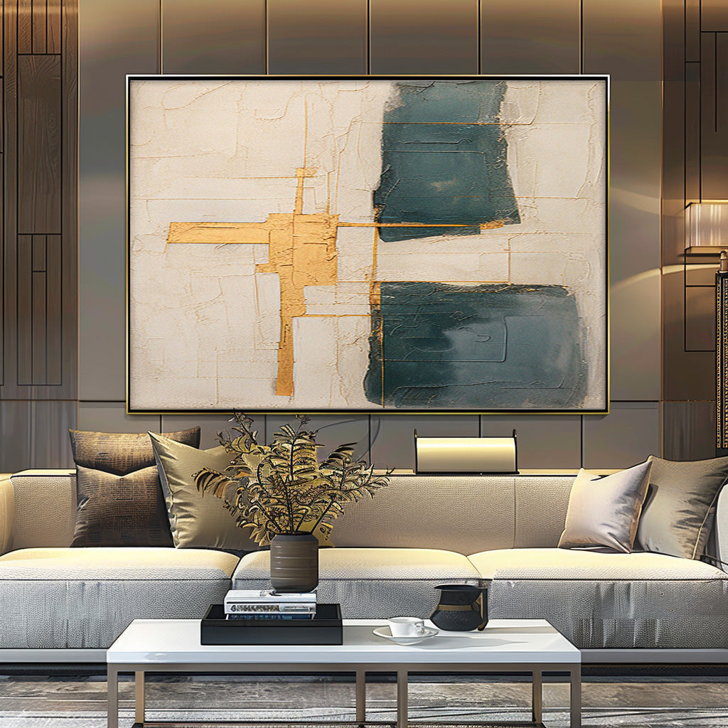Original Beige Minimalist Abstract Acrylic Painting Large Wall Art Modern Texture Gold Abstract Oil Painting Home Decor