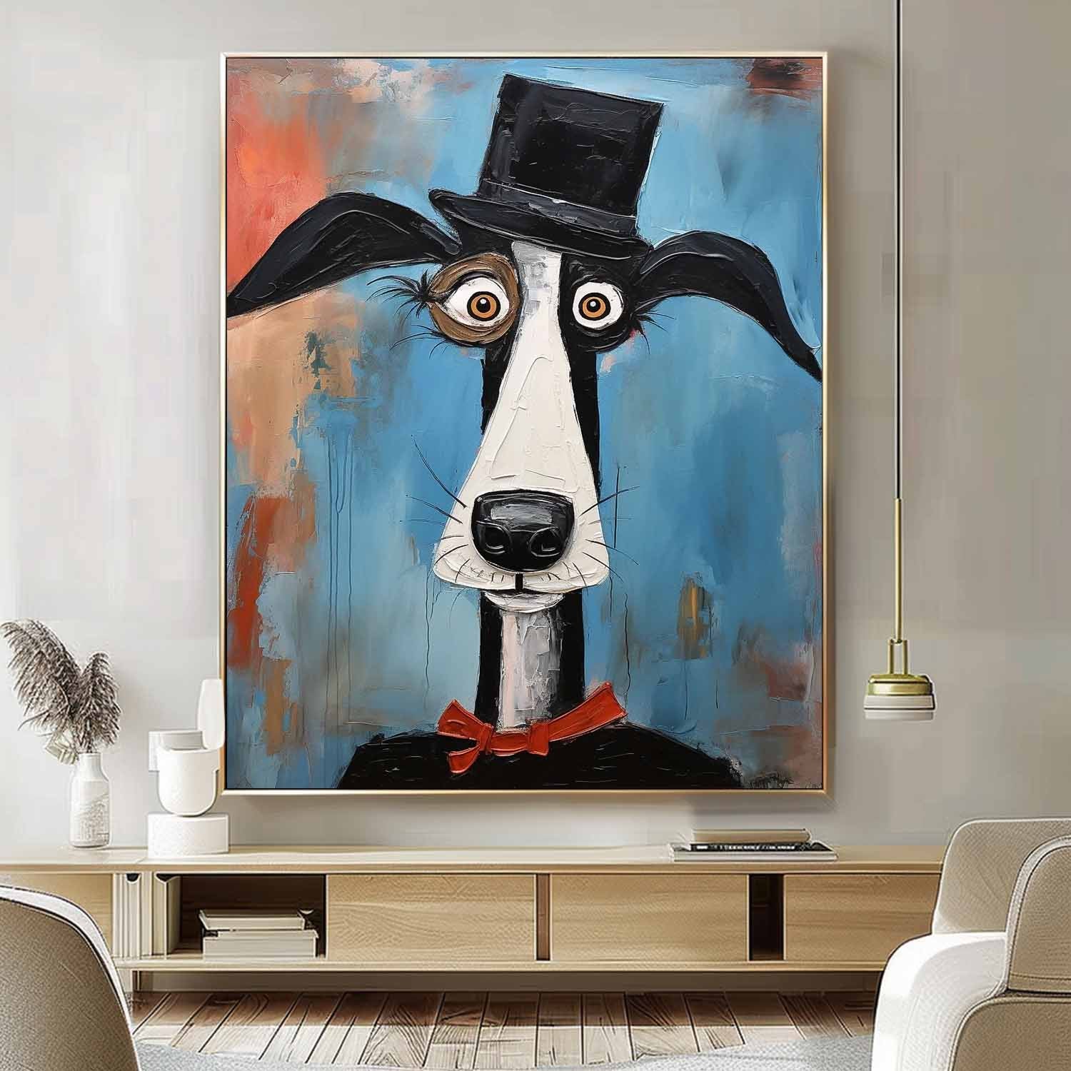 Abstract Lovely Dog Acrylic Painting Large Puppy Artwork Impressionism Animal Oil Painting Home Decor