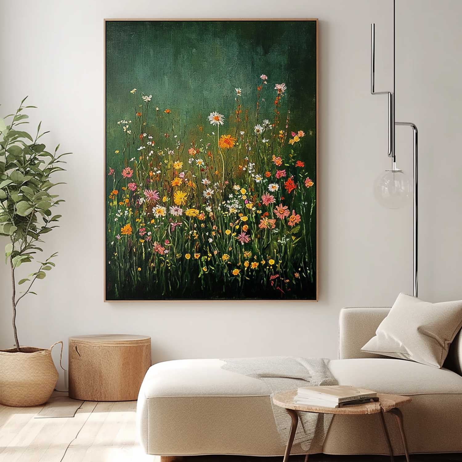 Beautiful colorful Flowers Artwork Big Original Texture Abstract Flower Oil Painting On Canvas Framed