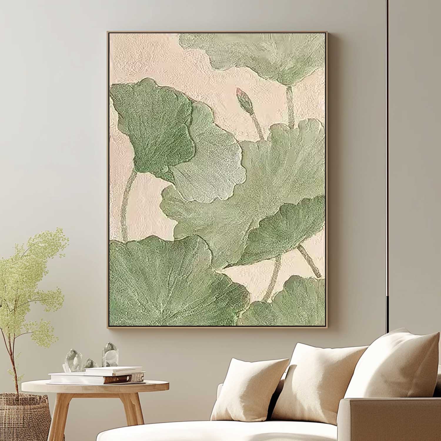 Original Modern Flowers Artwork Abstract Lotus Leaf Oil Painting On Canvas Floral Wall Art Home Decor
