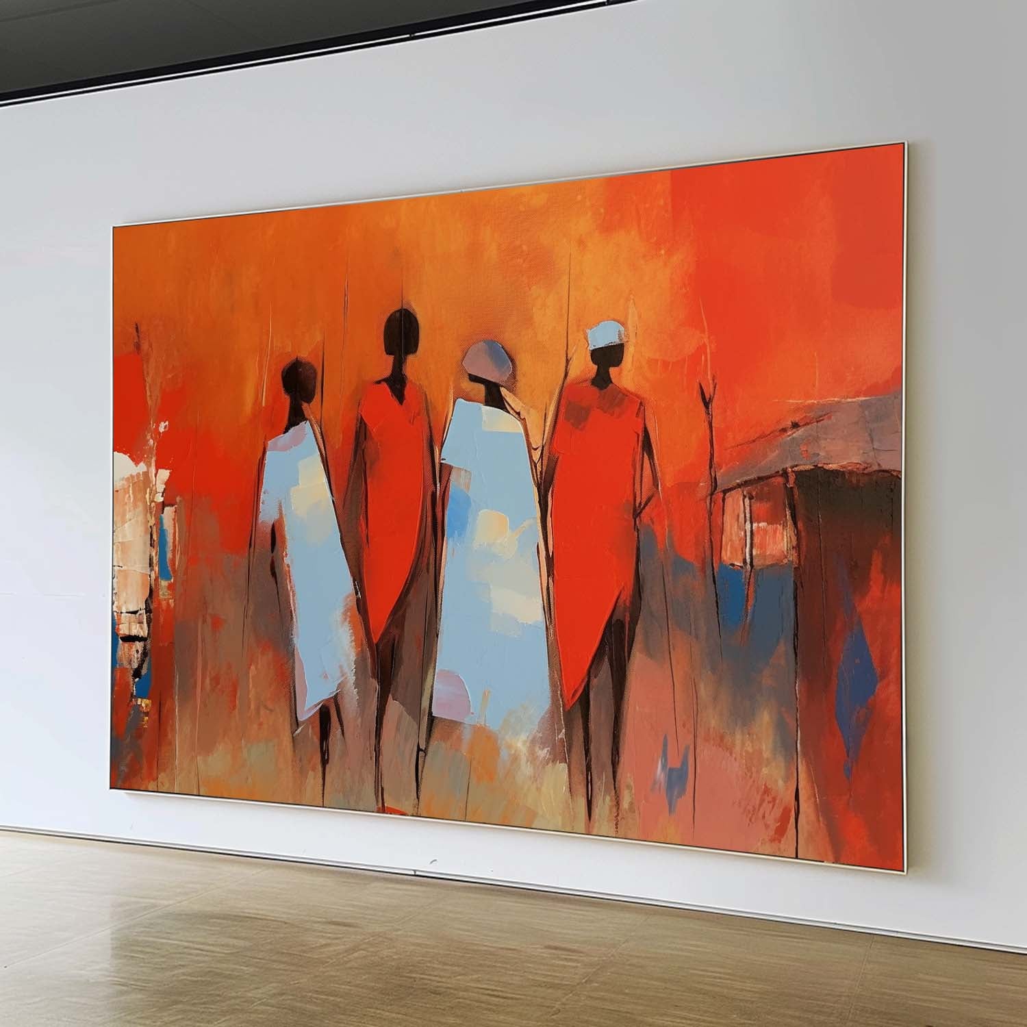 Abstract Figure Oil Painting Large Bright Red Human Silhouette Wall Art Original Human Artwork Home Decor