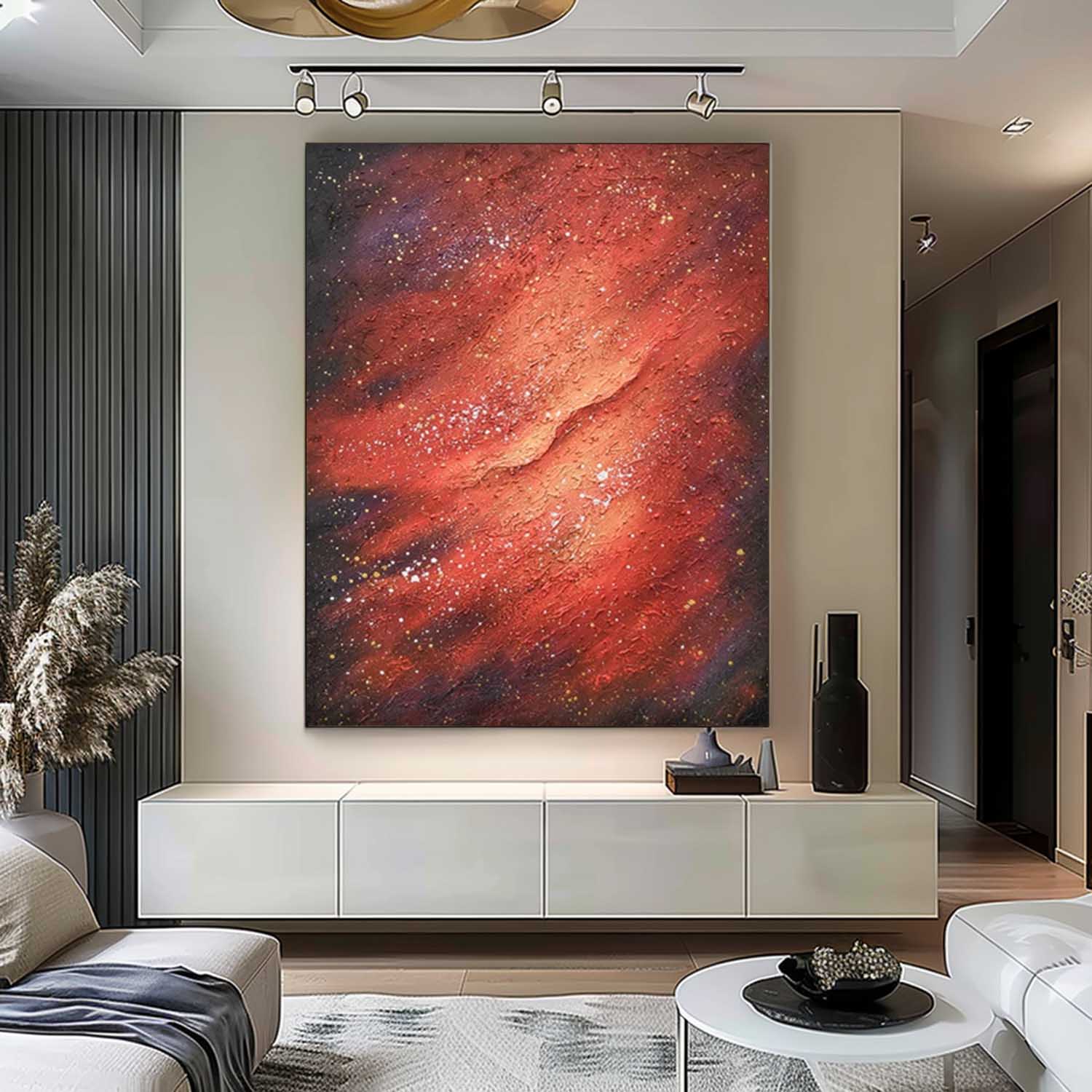 Texture Red Starry Sky Abstract Oil Painting Large Acrylic Painting On Canvas High Quality Original Artwork