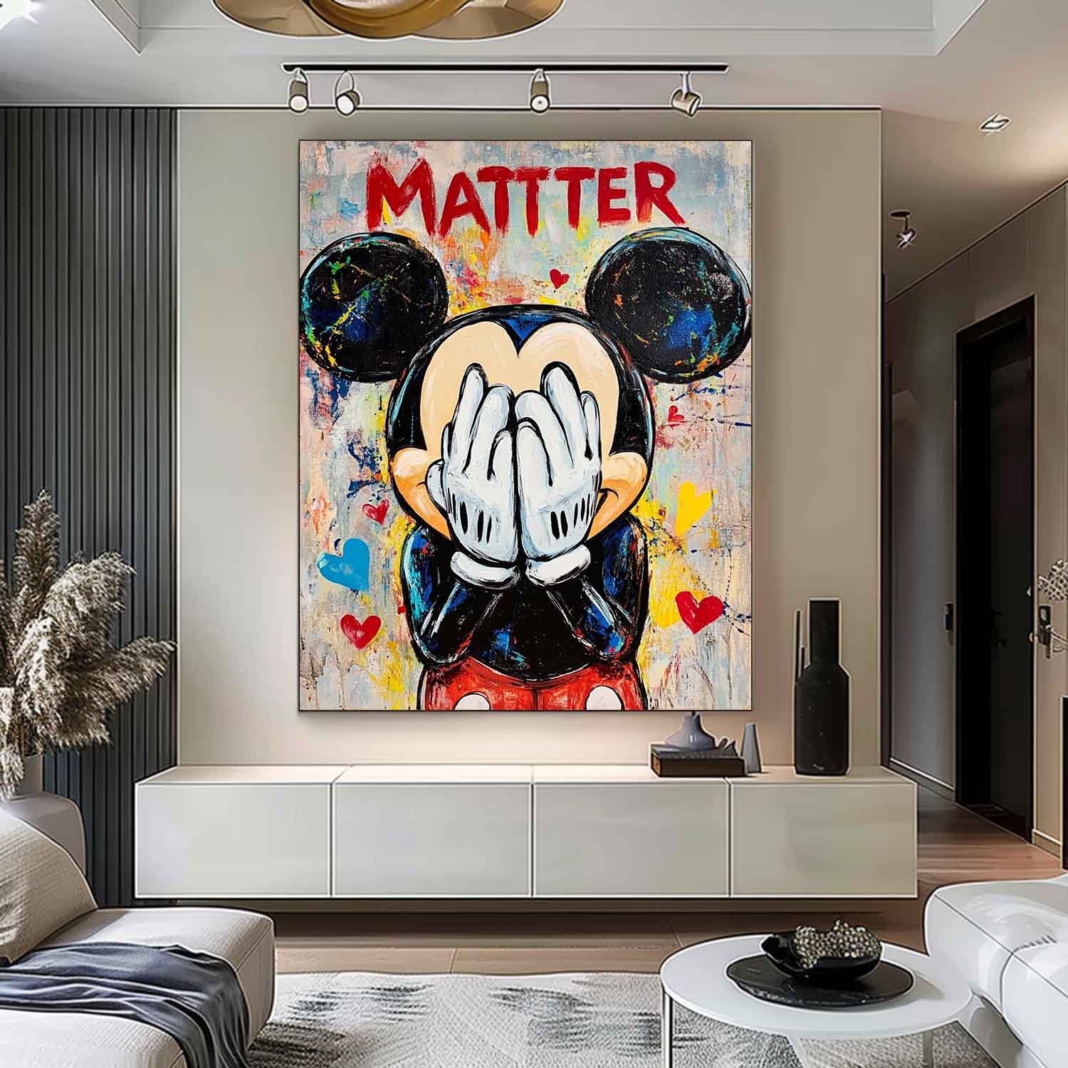 Original Mickey Wall Art Colorful Cute Cartoon Characters Abstract Artwork Large Figure Painting Gift