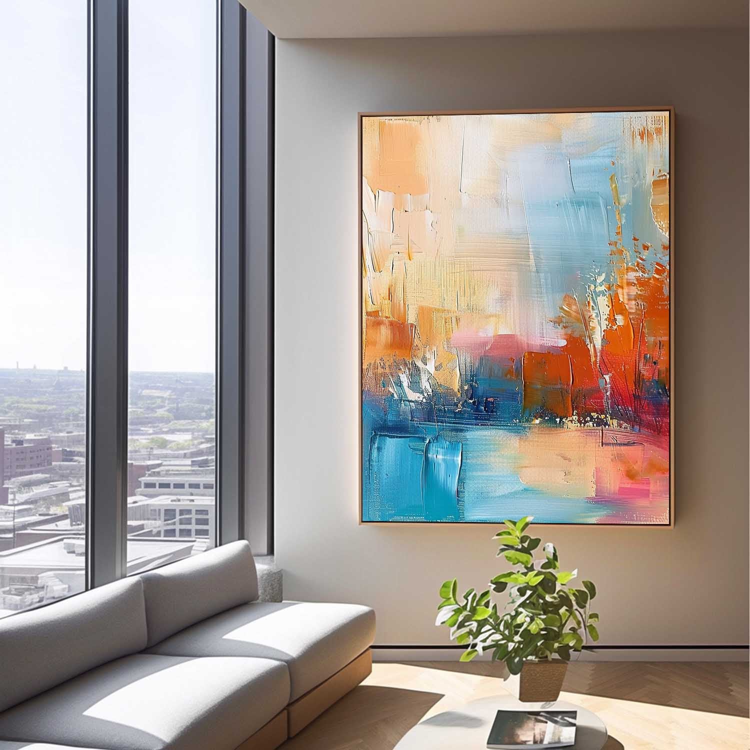 Colorful Modern Landscape Wall Art Large Abstract Painting On Canvas Original Vertical Scenery Painting