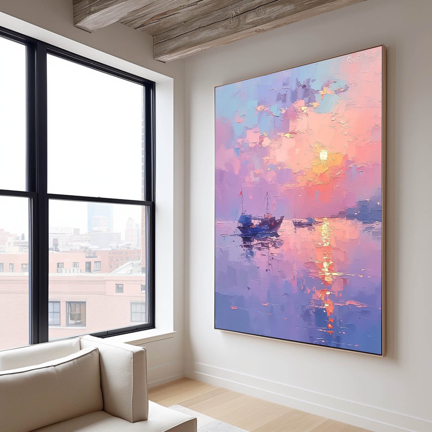 Abstract Sunset Scenery Wall Art Acrylic Painting Large Dreamy Colors Landscape Oil Painting On Canvas Home Decor