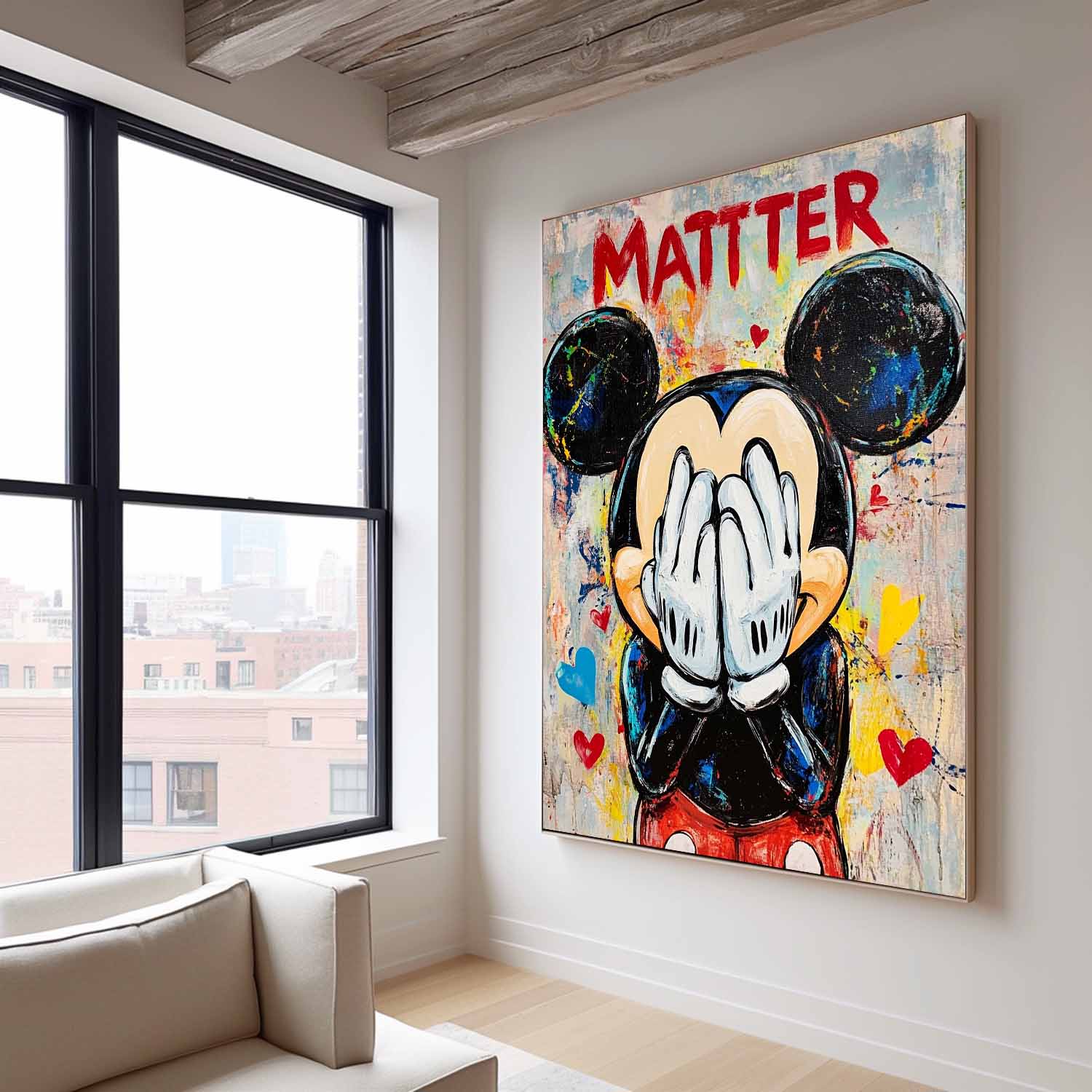 Original Mickey Wall Art Colorful Cute Cartoon Characters Abstract Artwork Large Figure Painting Gift