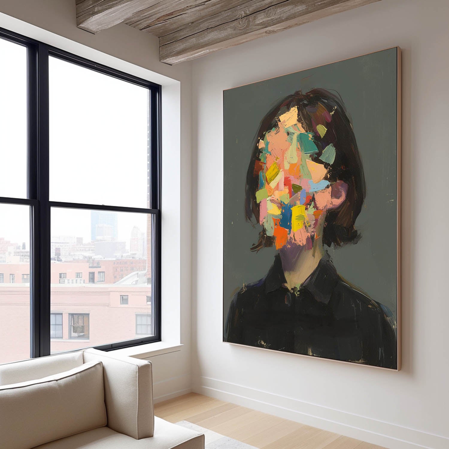 Abstract Colorful Faceless Artwork Large Portrait Painting Original Lady Wall Art For Living Room