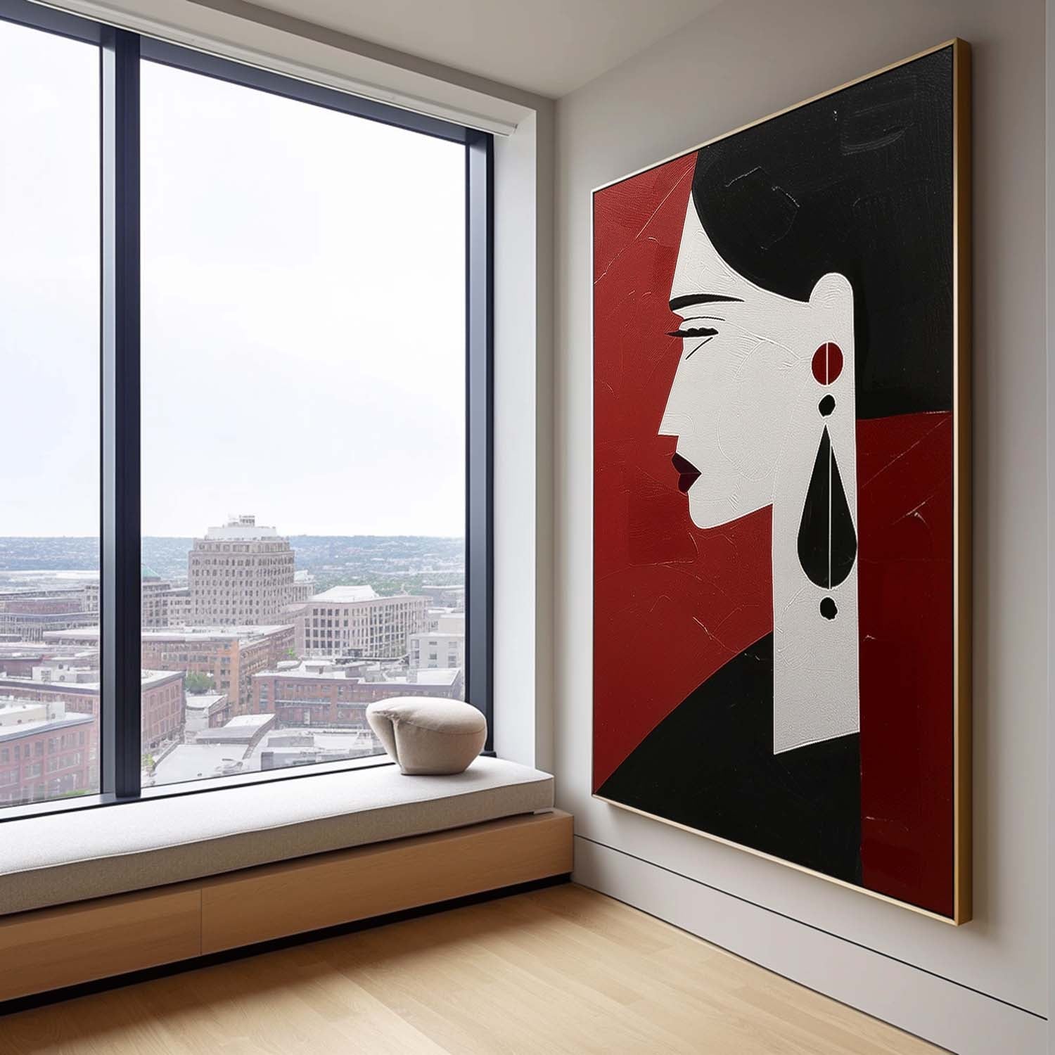 Handmade Canvas Lady Painting Custom Women Portrait Painting Face Art Vertical Minimalism Original Wall Art