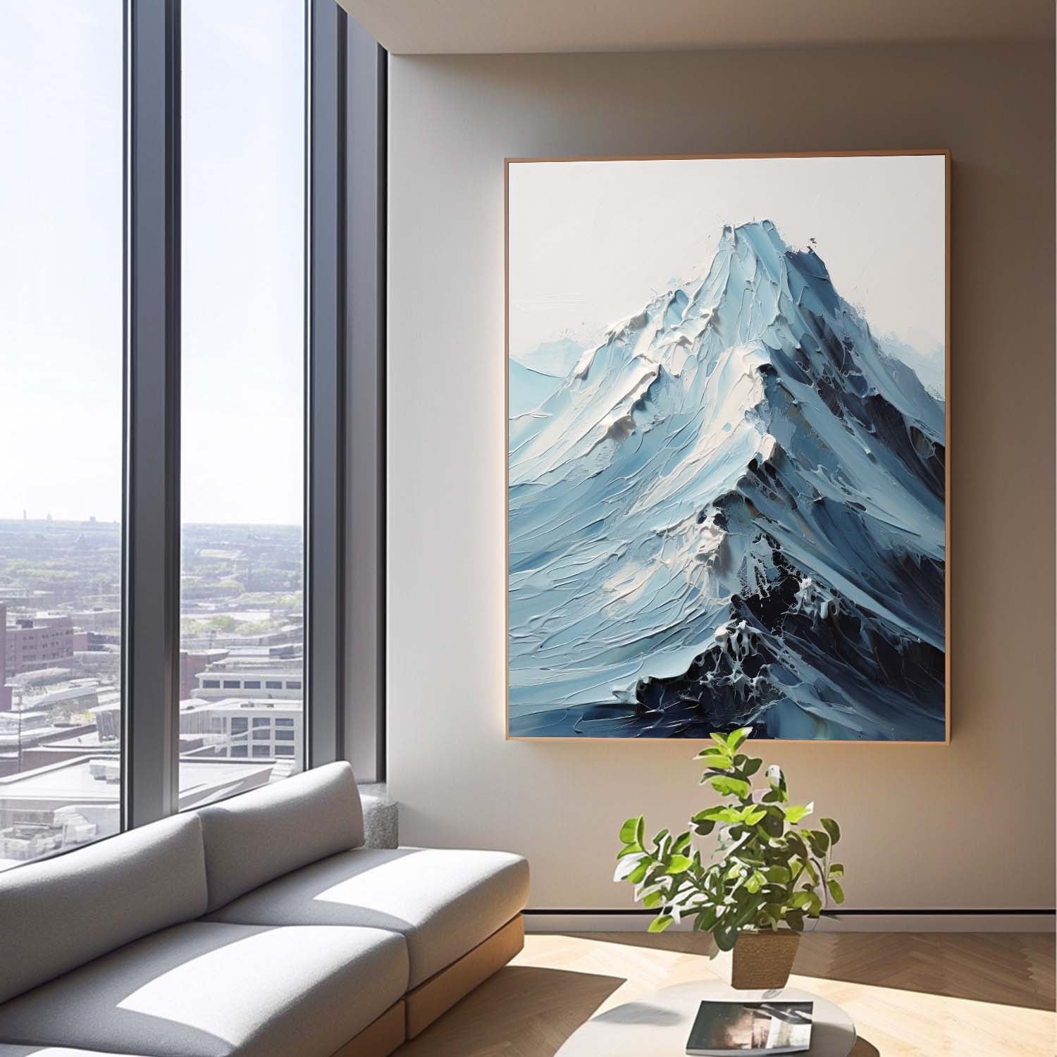 Abstract Snow Mountain Scenery Wall Art Acrylic Painting Large Texture Landscape Oil Painting On Canvas Home Decor