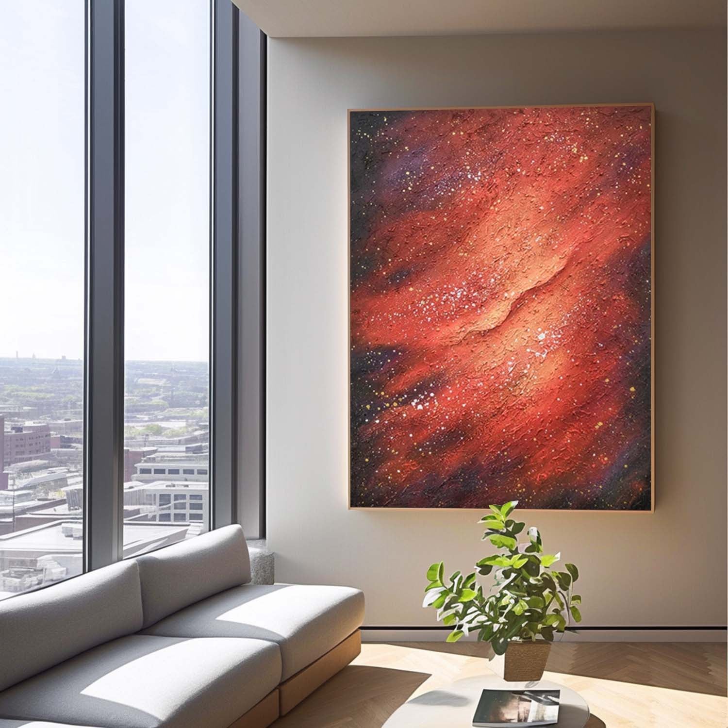 Texture Red Starry Sky Abstract Oil Painting Large Acrylic Painting On Canvas High Quality Original Artwork