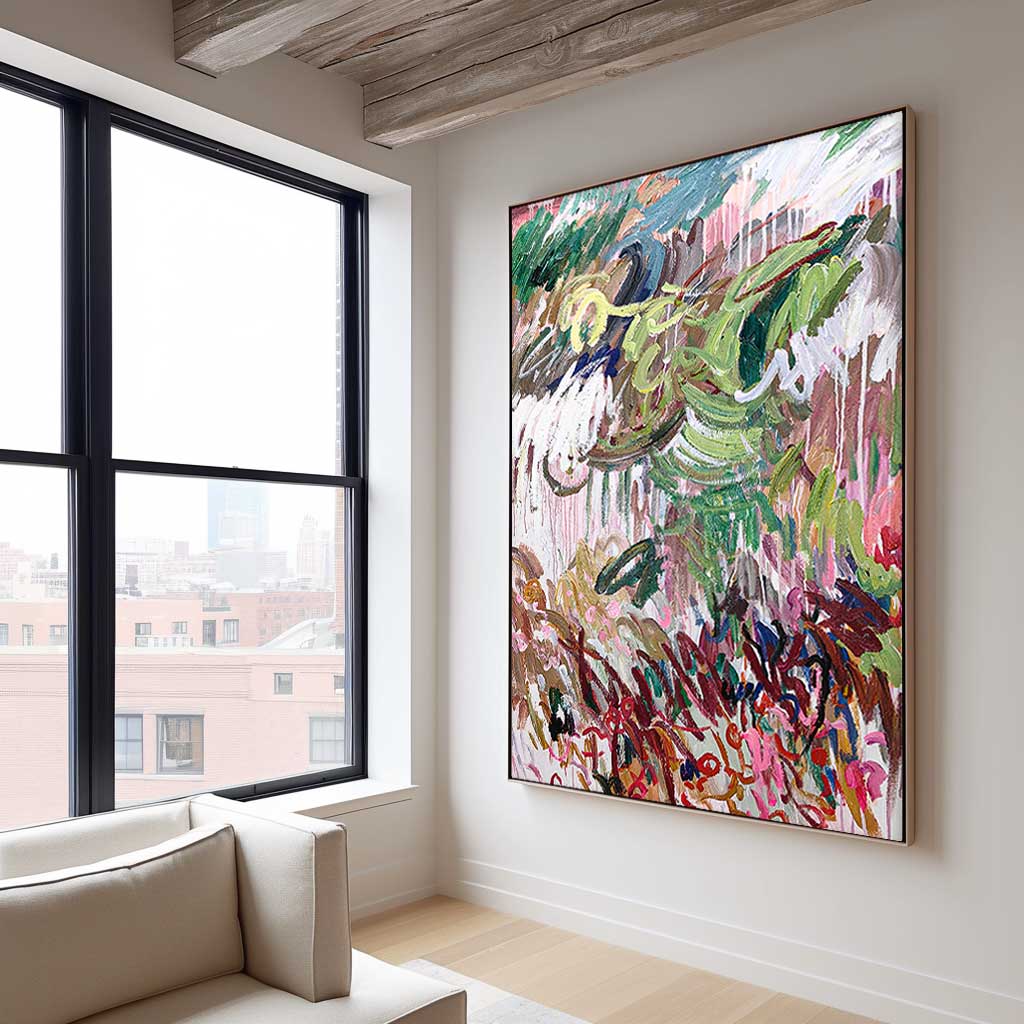 Large Contemporary Irregular Line Acrylic Painting On Canvas Abstract Graffiti Wall Art Home Decor