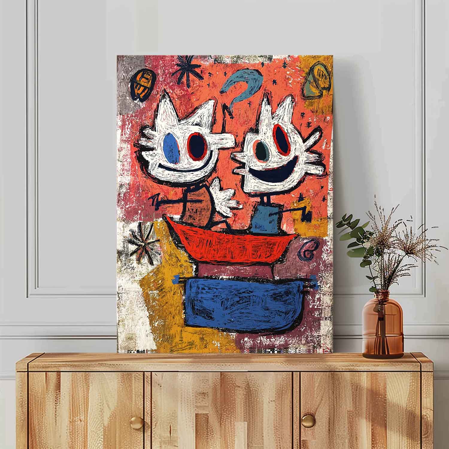 Original Features Artwork Abstract Lovely Characters Painting Canvas Large Graffiti Cartoon Figure Wall Art
