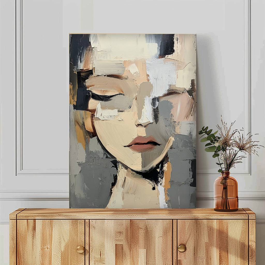 Original Texture Girl Wall Art Abstract Figure oil Painting On Canvas Minimalist Modern Artwork