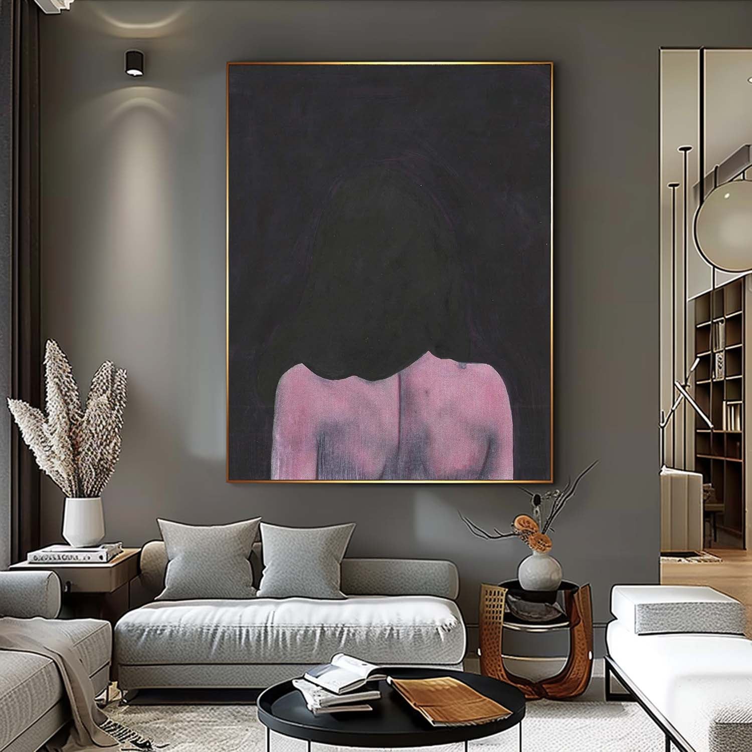 Original Girl Back Wall Art Warm Color Abstract Artwork Large Figure Painting For Living Room