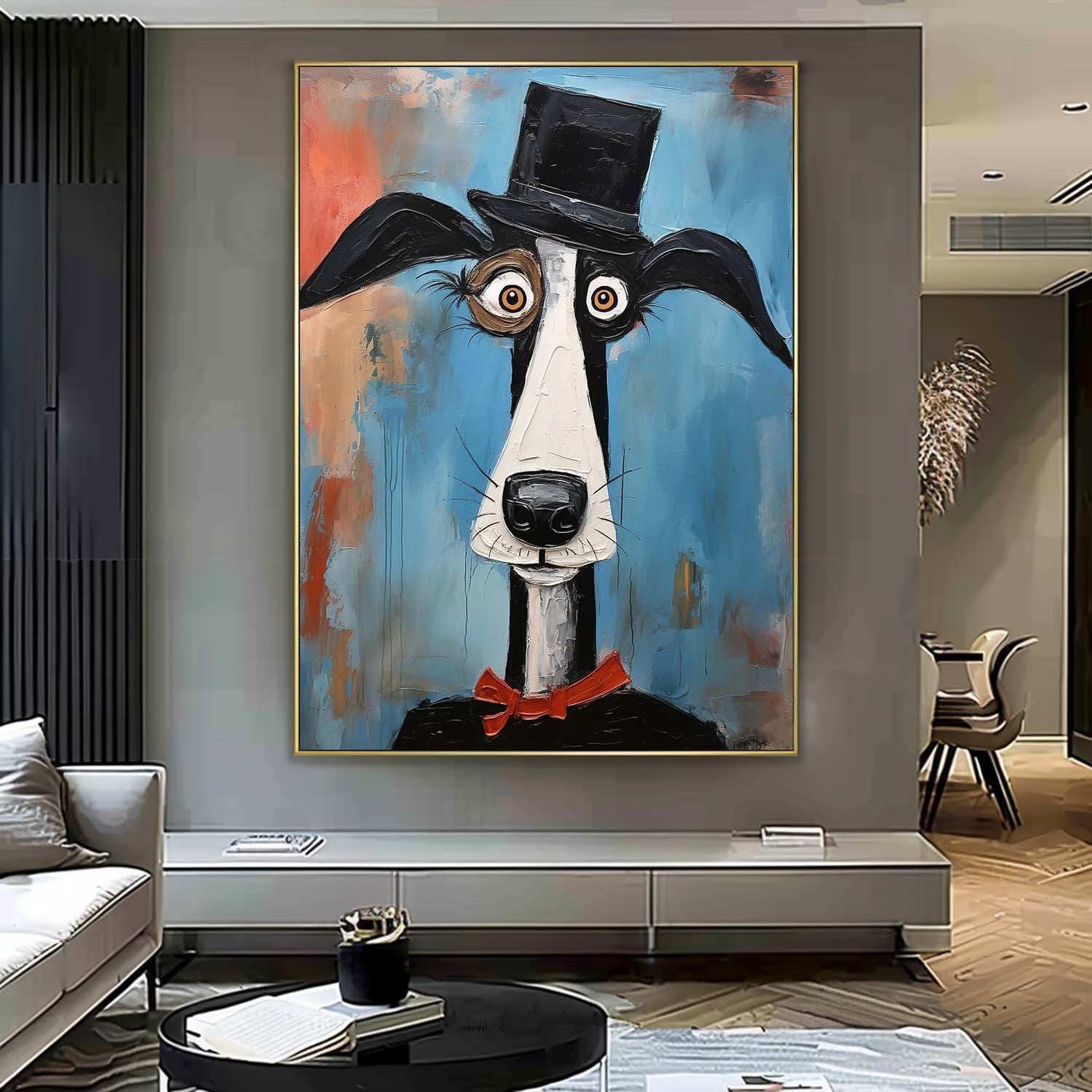 Abstract Lovely Dog Acrylic Painting Large Puppy Artwork Impressionism Animal Oil Painting Home Decor