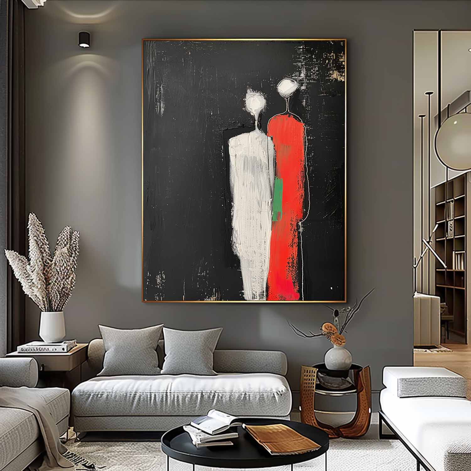 Minimalist Character Silhouette Original Wall Art Large Figure Painting Abstract Artwork For Living Room