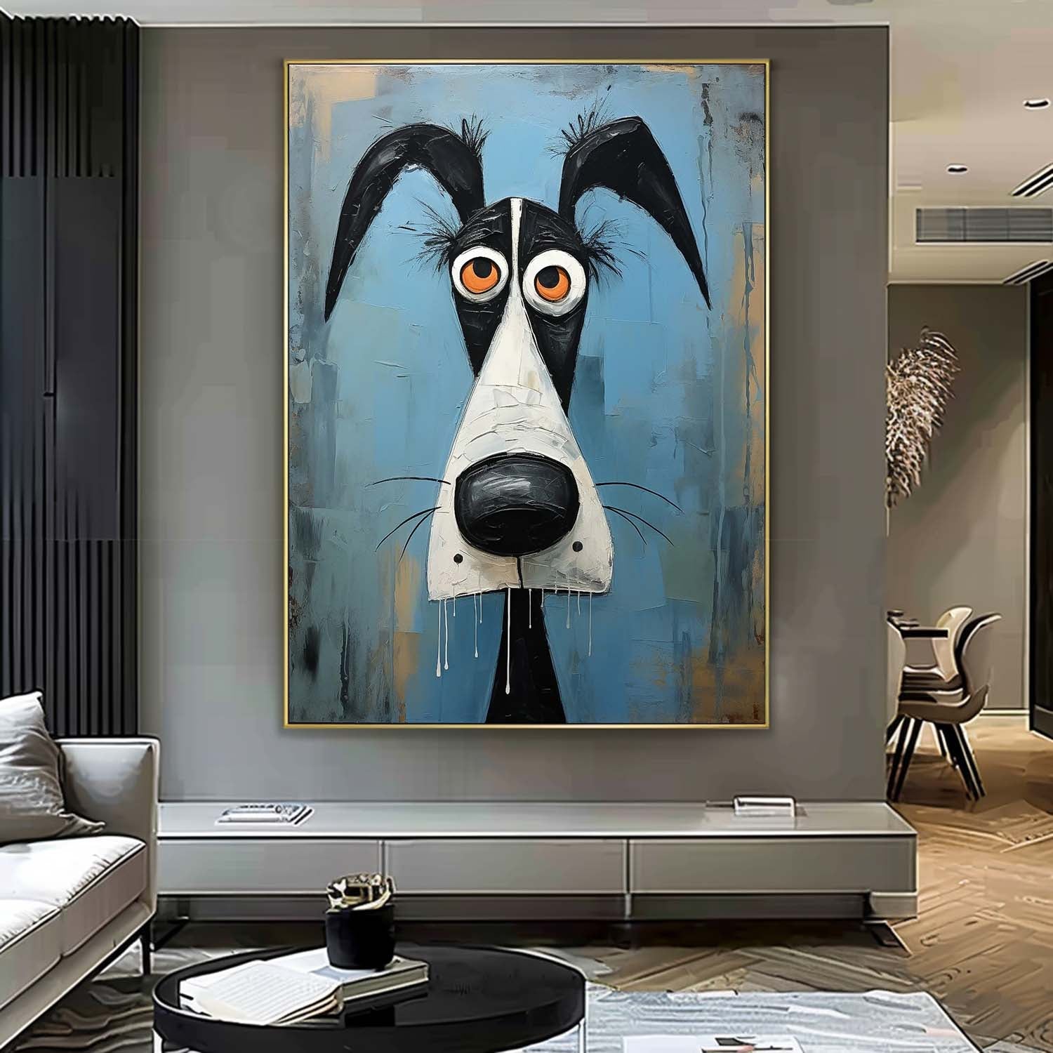 Large Puppy Artwork Abstract Lovely Dog Acrylic Painting Impressionism Animal Oil Painting Home Decor