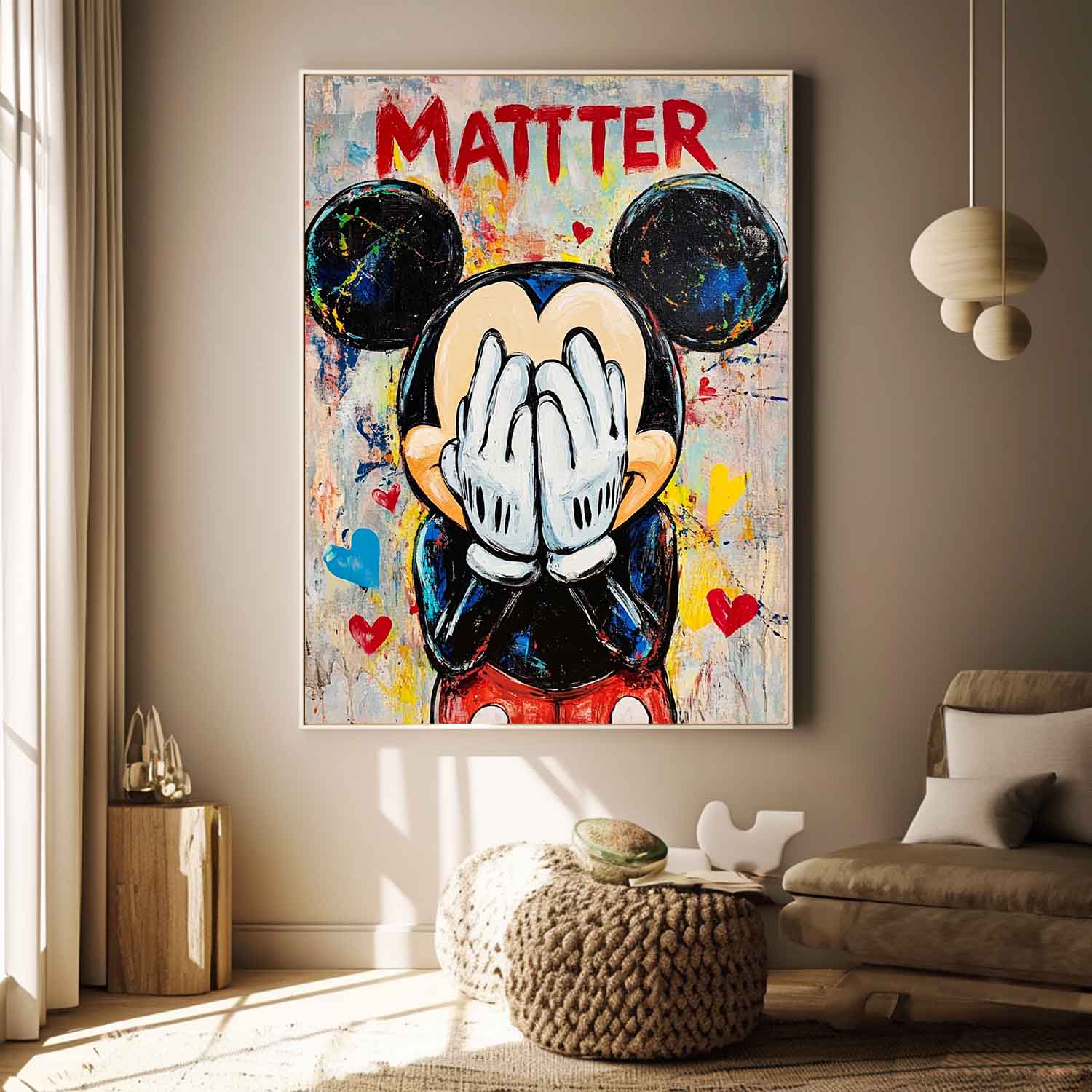 Original Mickey Wall Art Colorful Cute Cartoon Characters Abstract Artwork Large Figure Painting Gift