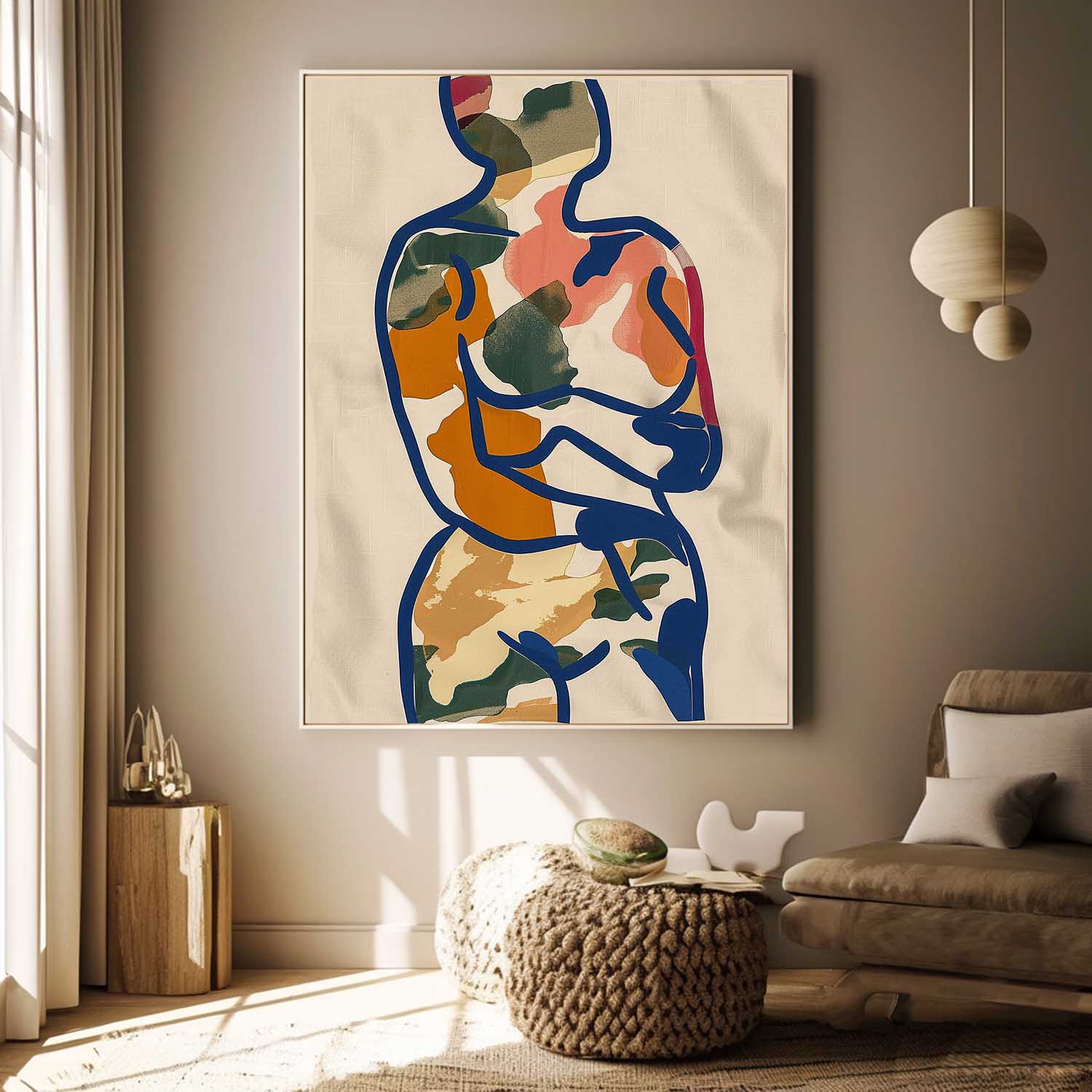 Minimalism Graffiti Oil painting Colors Original Abstract Body Line Outline Wall Art Figure Contour Acrylic Painting