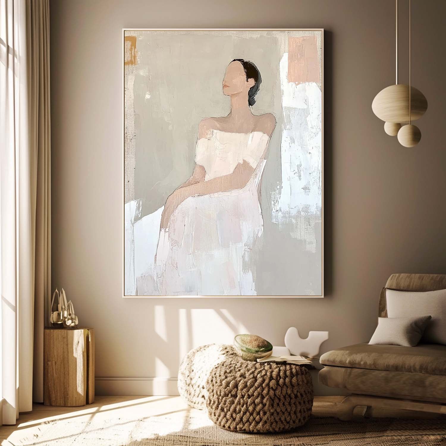 Large Figure Painting Original Woman Silhouettes Wall Art Minimalism Shadow Abstract Artwork Home Decor