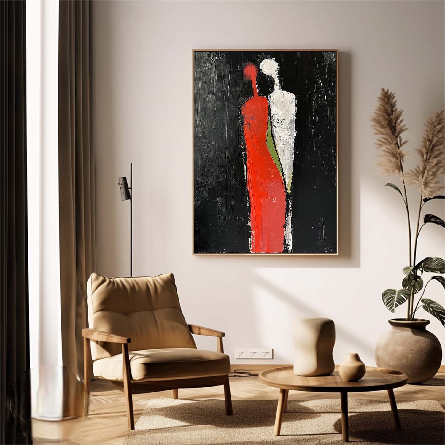 Minimalist Character Silhouette Original Wall Art Dark Color Large Figure Painting Abstract Artwork Home Decor
