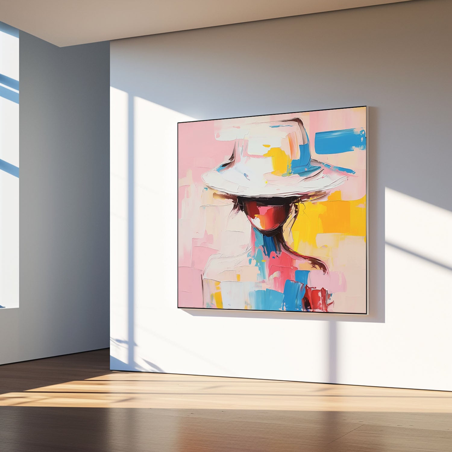 Vibrant Colors Texture Portrait Large Wall Art Original Beautiful Painting Canvas Face Figurative Fashion Home Decor