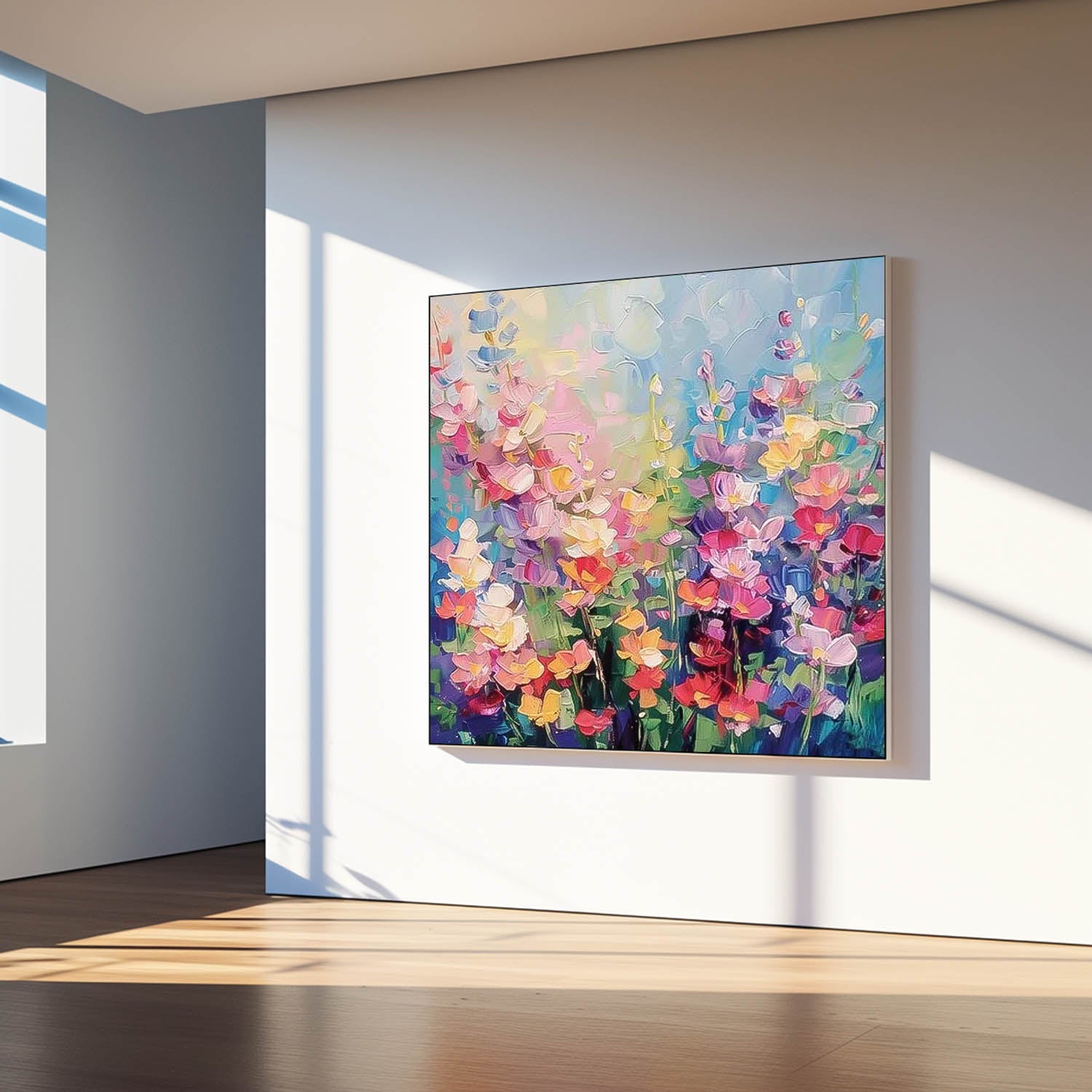 Large Abstract Flowers Paintings Square Contemporary Flower Paintings Wall Art Beautiful Colors Artwork