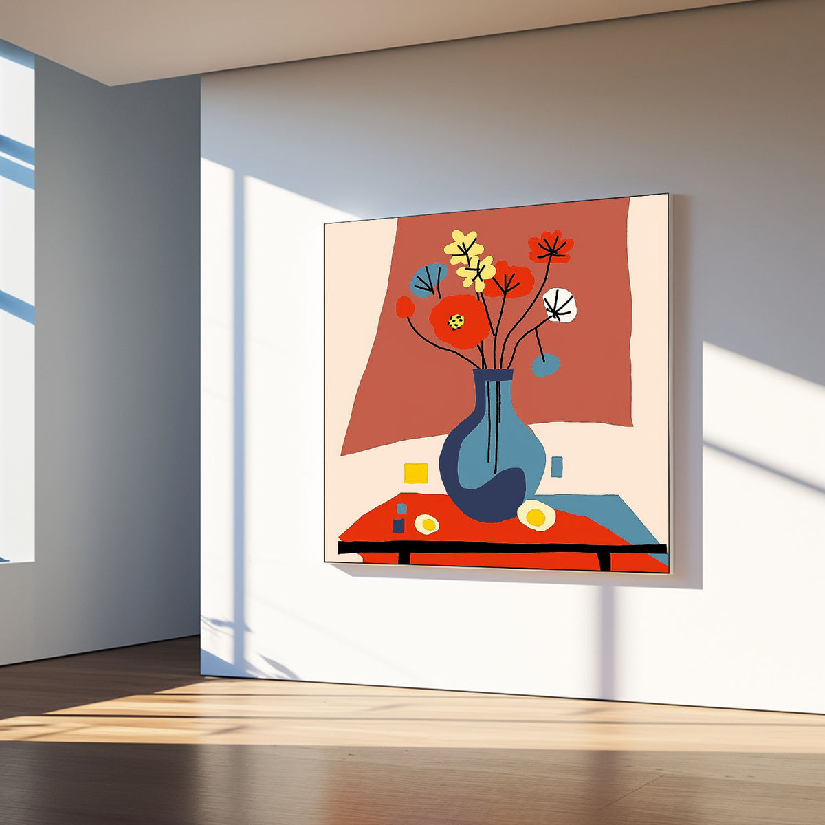 Large Realism Flowers Paintings Square Contemporary Bright Paintings Wall Art Beautiful Vase Artwork