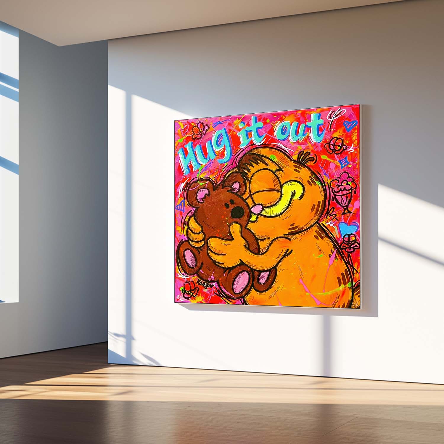 Famous Garfield Oil Painting Canvas Original Lovely Cartoon Characters Wall Art Large Animal Artwork