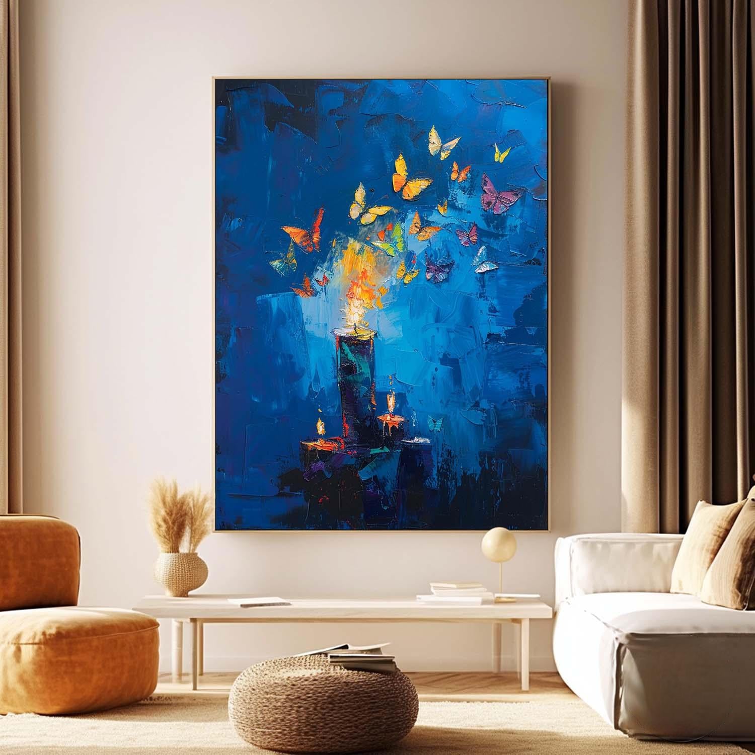 Butterfly By Candlelight Acrylic Painting On Canvas Abstract Still Life Painting Original Artwork Decor