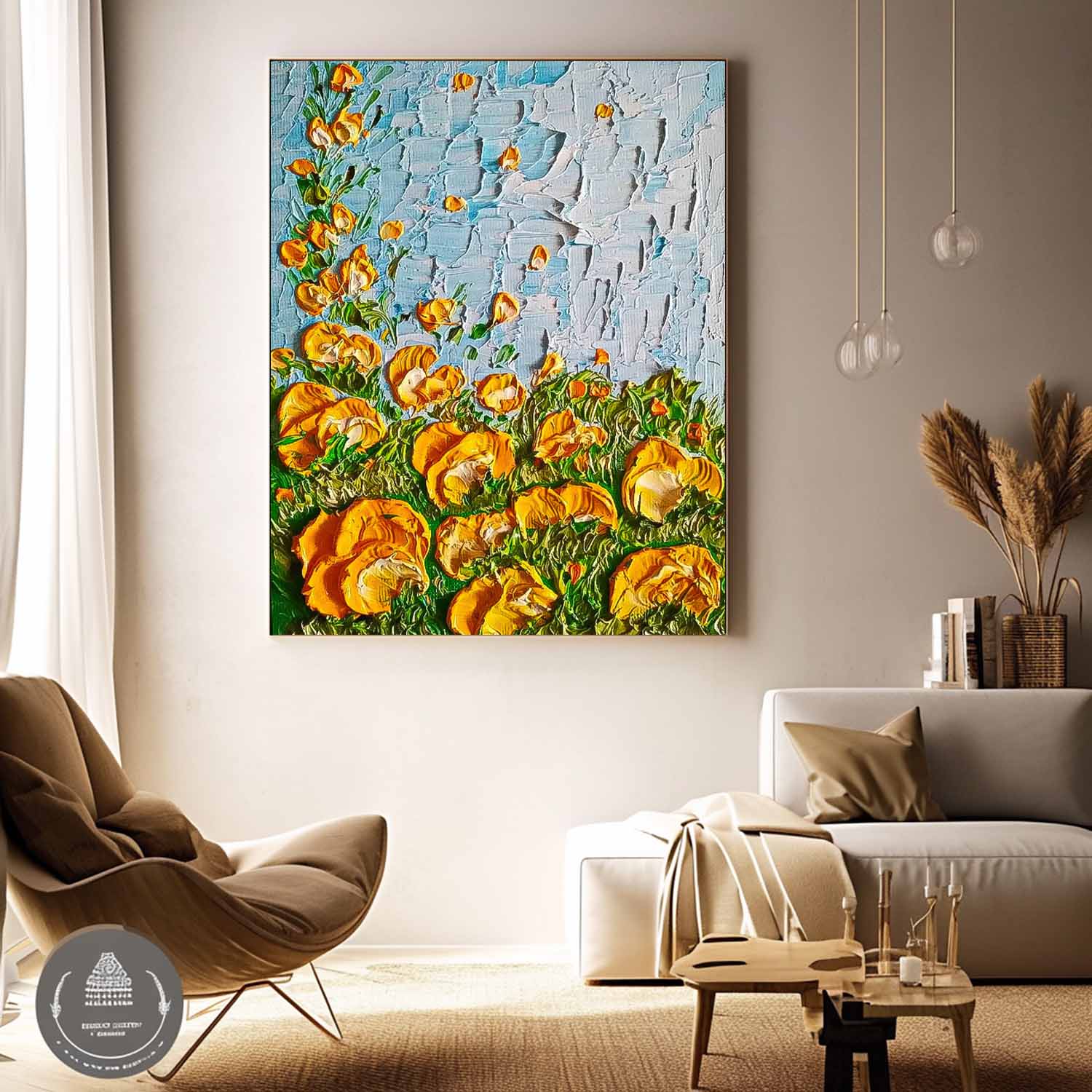 Original Floral Painting Large Textured Wall Art Abstract Flower Acrylic Painting On Canvas Custom Home Decor