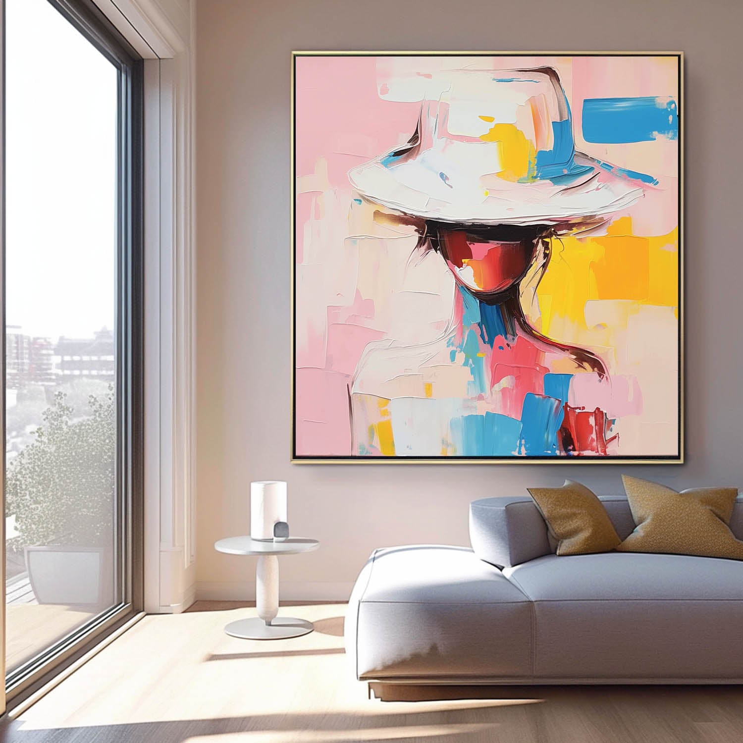 Vibrant Colors Texture Portrait Large Wall Art Original Beautiful Painting Canvas Face Figurative Fashion Home Decor