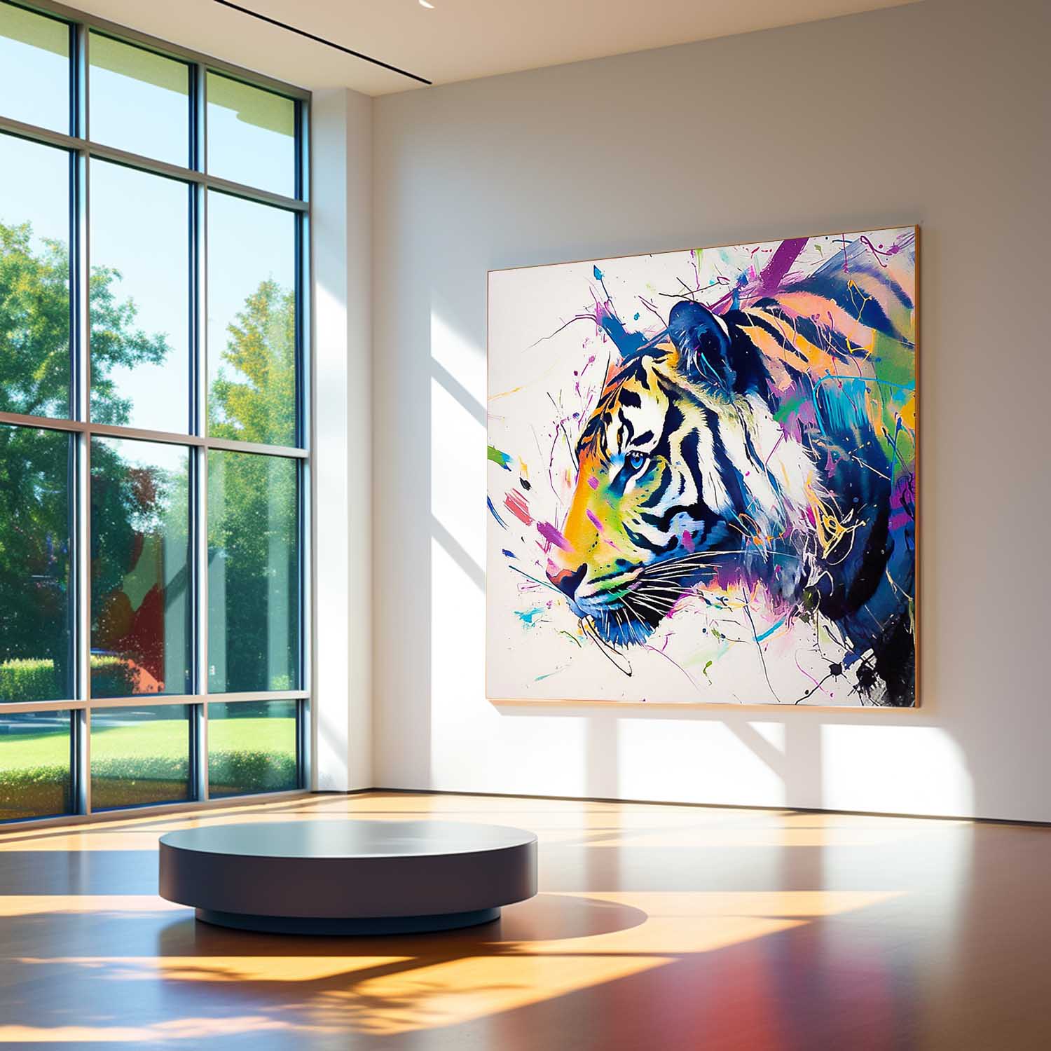 Original Lovely Tiger Wall Art Large Colorful Animal Artwork Square Tiger Oil Painting Canvas Home Decor