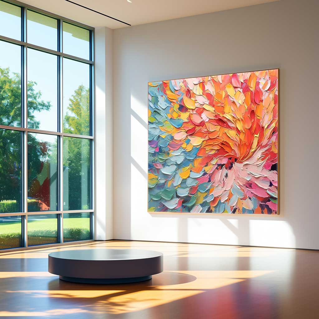 Original Texture Large Colorful Acrylic Painting Canvas Vibrant Colorful Abstract Flowers Oil Painting Modern Wall Art Home Decor