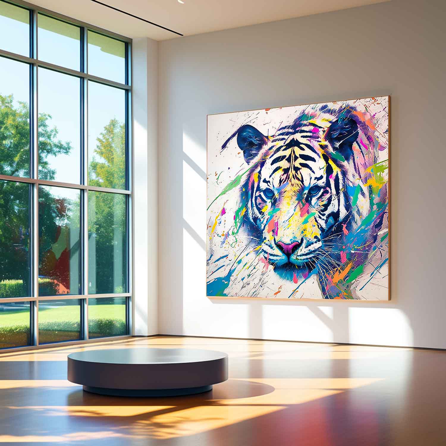 Large Colorful Animal Artwork Original Lovely Tiger Wall Art Square Tiger Oil Painting Canvas Home Decor