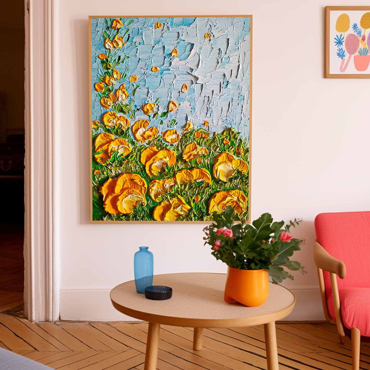 Original Floral Painting Large Textured Wall Art Abstract Flower Acrylic Painting On Canvas Custom Home Decor