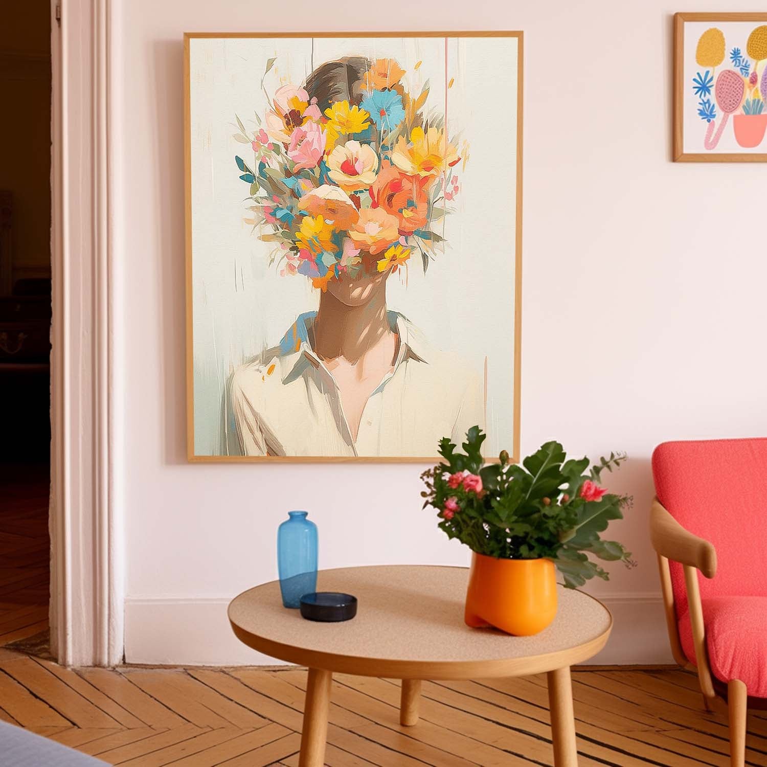 Abstract Color Flower Faceless Artwork Large Portrait Painting Original Lady Wall Art For Living Room