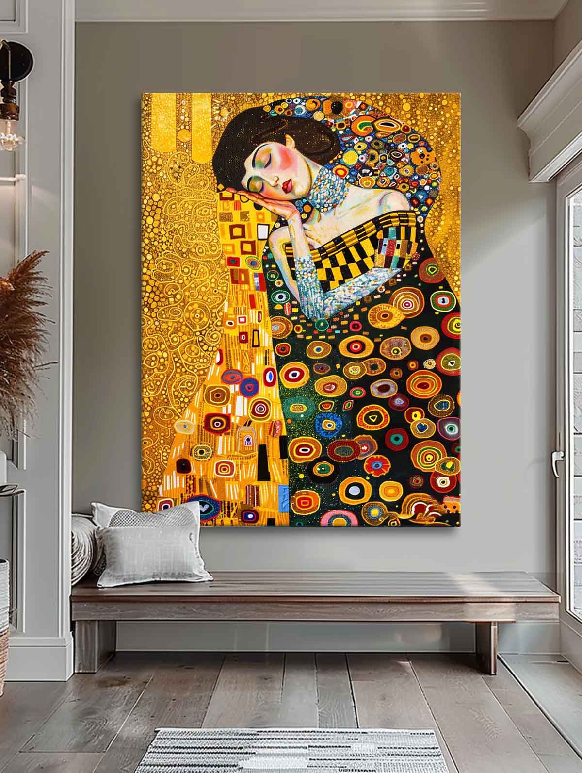 Exquisite Lady Colorful Abstract Artwork Large Figure Painting Original Gold Women Wall Art Gift