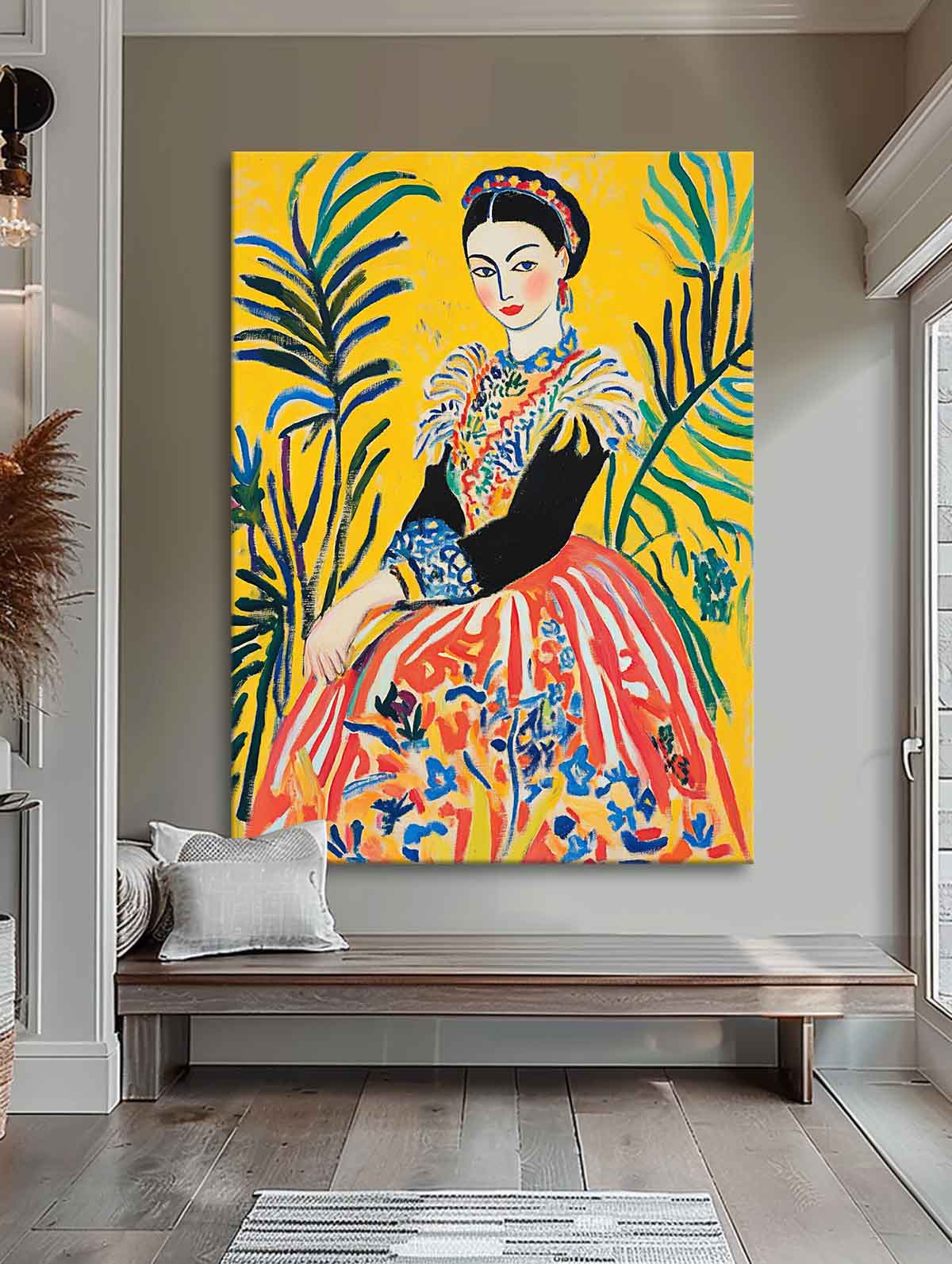 Lady In Gold Painting Artwork Beautiful Girl In A Romantic Vintage Style Gorgeous Original Modern Wall Art