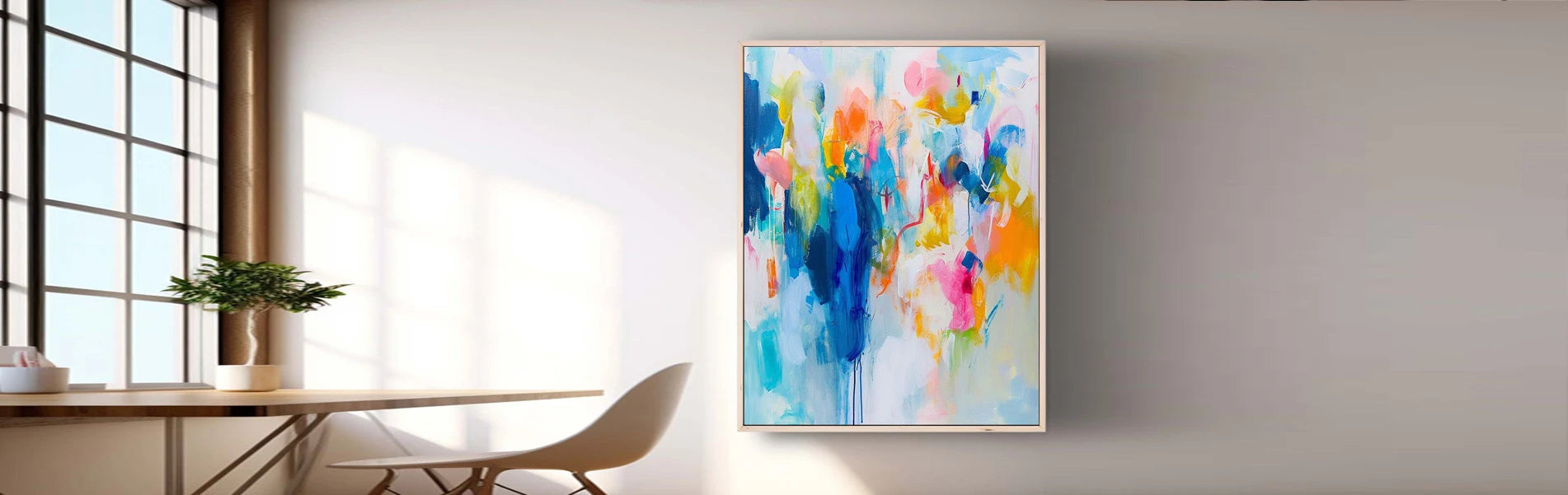 Vertical Colorful Abstract Wall Art Large Bright Canvas Paintings ...