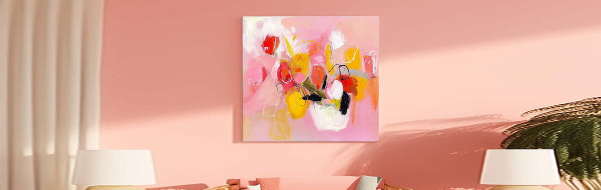 Pink Abstract Canvas Art Pink And Gold Wall Art Contemporary Pink ...