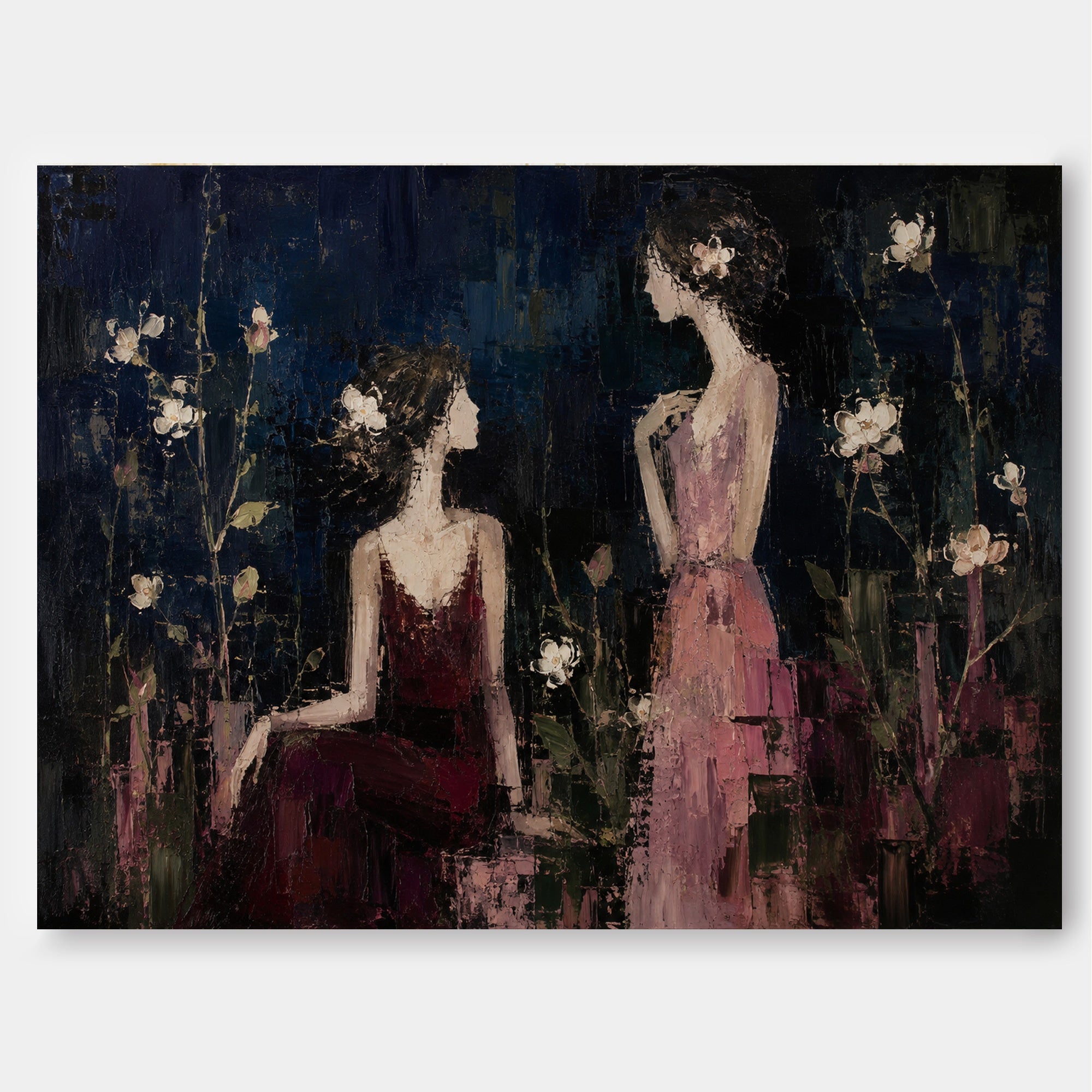 Abstract Expressionist Canvas Art With Rich Texture And Dark Romantic Tones